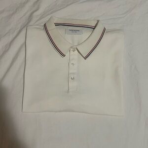 Thom Browne Cream Polo with Red & Navy Trim